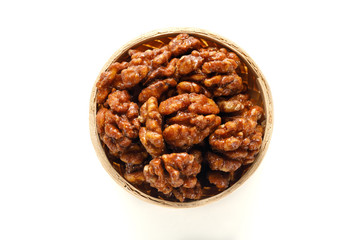 Walnuts on a white board