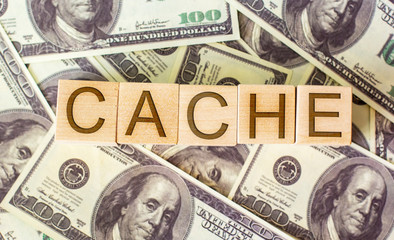 cubes with the word cache in dollars