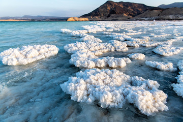 Salt crystals in the water