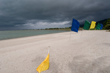 Monsoon clouds just before the storm on a beach in Langkawi, Malaysia