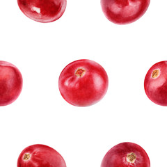 Cranberry hand drawn watercolor illustration. Seamless pattern.