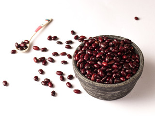Red kidney beans isolated with white background stock image.