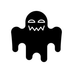 Horror movie black glyph icon. Scary film genre, creepy ghost story silhouette symbol on white space. Popular cinema category with paranormal monsters. Spooky spectre vector isolated illustration