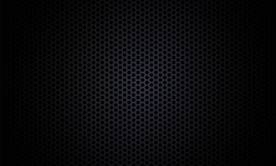 Black background. Dark hexagon carbon fiber texture. Black honeycomb metal texture steel background. Web design template vector illustration EPS 10.
