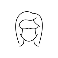 Woman in protective mask line icon on white background. Editable stroke