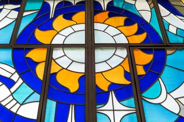 Beautiful stained glass Windows from inside the building