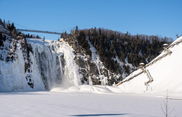 Montmorency waterfalls at winter.