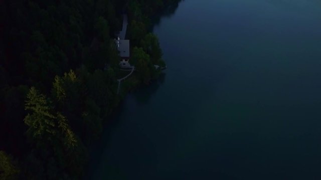 Aerial view of Lake Bled and Castle Bled in Slovenia. 