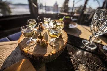 glasses of alcohol in coffee