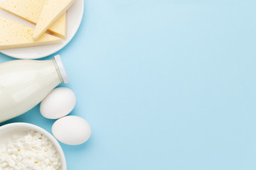 Dairy products, milk, cottage, cheese and eggs