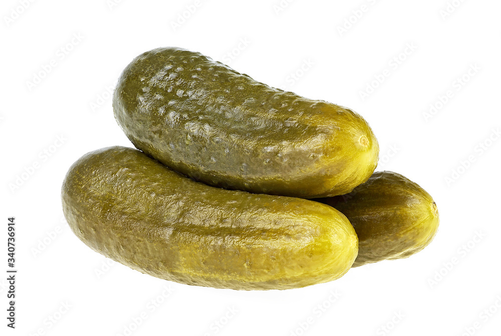 Wall mural Cucumber cornichons or pickles isolated on a white background