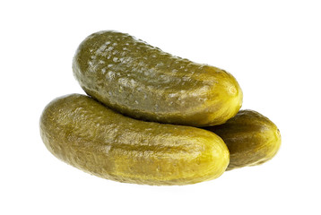 Cucumber cornichons or pickles isolated on a white background