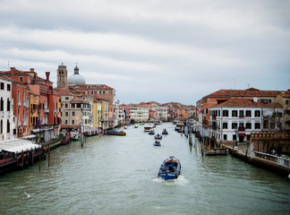 Old house on the Canale Grande in Venice (Italy) on a sunny day in winter