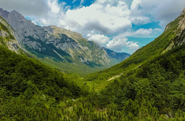Fototapeta na wymiar mountain landscape with clouds - Triglav national park in Slovenia