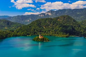 lake Bled and mountains in Slovenia