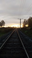 Fototapeta premium Railroad on sunset background