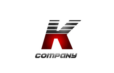 K alphabet letter logo icon design in red grey gradient color for business and company