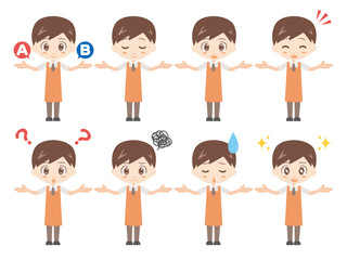 人物セット＿手を広げる＿スーパー店員＿男性