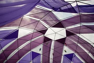 Mobile dome decoration design. A Geodesic Dome Tents. A hemispherical thin-shell structure...