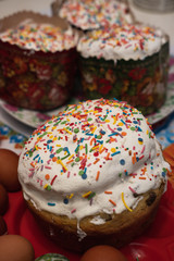 Easter cakes, Easter cake, cake with raisins and colored glaze