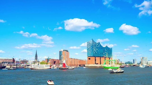 Time Lapse, view of Hamburg harbor birthday