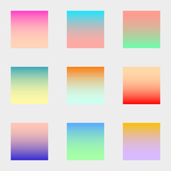 Set of squares blurred gradient nature colorful modern abstract backgrounds. Colorful fluid covers for calendar, brochure, invitation, cards. Trendy soft color. Collection for screens and mobile app.