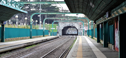 railway in a train station