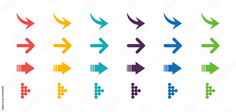 Poster arrows set icon. arrows set vector illustration. arrow icon. colorful arrow symbols. vector icon. ar