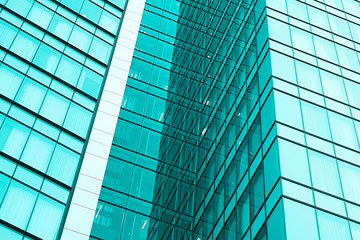 Obraz premium Windows of skyscraper in Tel Aviv, Israel. Teel filter