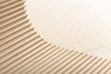 Carton or cardboard packing material. Texture of corrugated paper sheets made from cellulose....