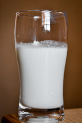 Close up shot of glass of milk.