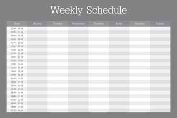 Multicolored vector schedule. Weekly planner template for companies and private use. Info graphic organizer or Weekly routine agenda sheet