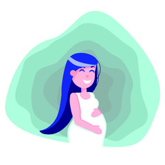 Pregnant woman. Modern flat style. Happy pregnancy.