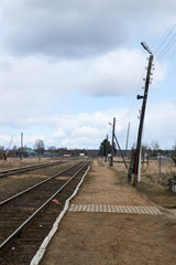 spring view of old railway platform in the in the Russian outback