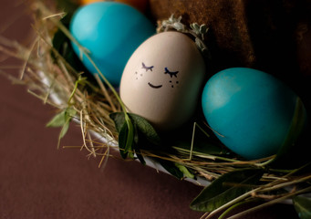 easter eggs in a nest happy sweet 