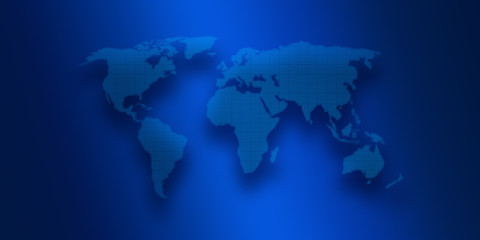 Dotted World Map On Blue Bacground