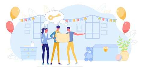 People Passing Quest in Festive Decorated Room