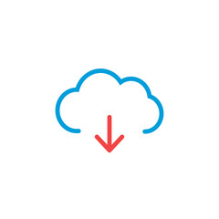 Cloud download icon. Download icon, digital cloud with arrow, music, video upload, media application, phone, computer. Stock Vector illustration isolated on white background.