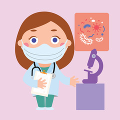 doctor virologist cartoon illustration - 340746398