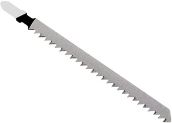 Blade for jigsaw (power tool) for a jigsaw for wood silver color isolated on a white background
