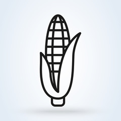 Corn Vegetable Minimal Flat Line Outline Stroke Icon. Vector illustration
