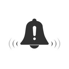 Bell with exclamation mark vector icon. New notification. Stock Vector illustration isolated on white background.