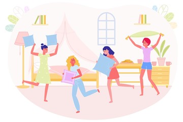 Best Friends Company at Night Home Funny Party.