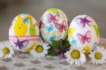 Colorful easter egg decoration with flowers