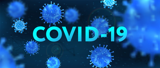 MERS-CoV 2 (middle East respiratory syndrome coronavirus). Dark background with 3D bacteria COVID-19. Abstract background with microbe. Vector illustration dark background