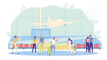 Plane Arrival at Airport and Meeting Passengers.