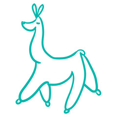 cute silhouette of the Lama's body in one line drawn