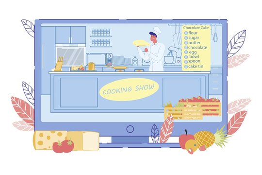 Cooking TV Show Broadcasting on TV-Set Screen