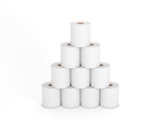 Toilet paper on white background. Coronavirus panic