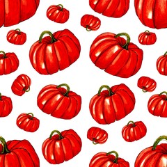 Seamless watercolor pumpkin pattern